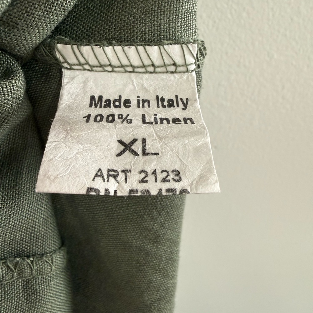 Terzo Millennio Linen Dress XL Green Made in Italy Sleeveless Tie Back Ruffle - Picture 4 of 9